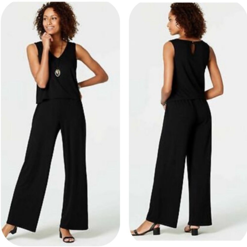 J. Jill Black Sleeveless Jumpsuit